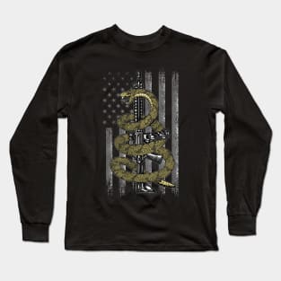 Snake Wrapped Around AR-15 Rifle Gun 2nd Amendment Long Sleeve T-Shirt